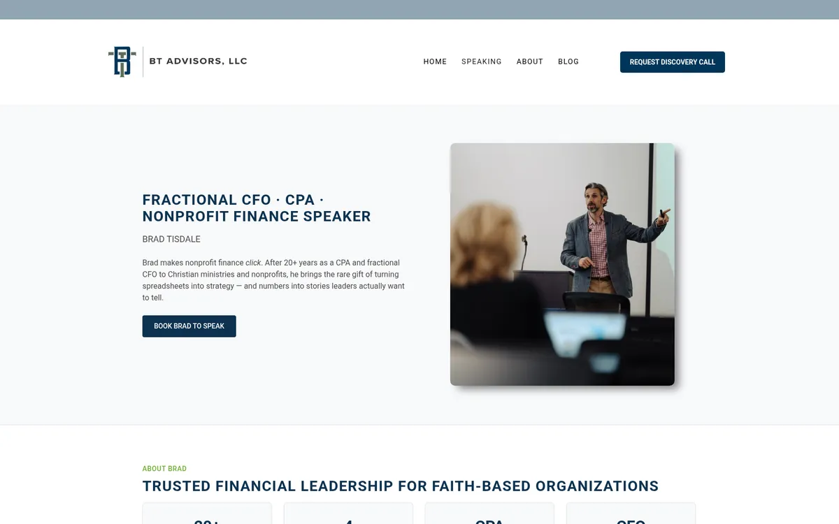 BT Advisors website screenshot 2