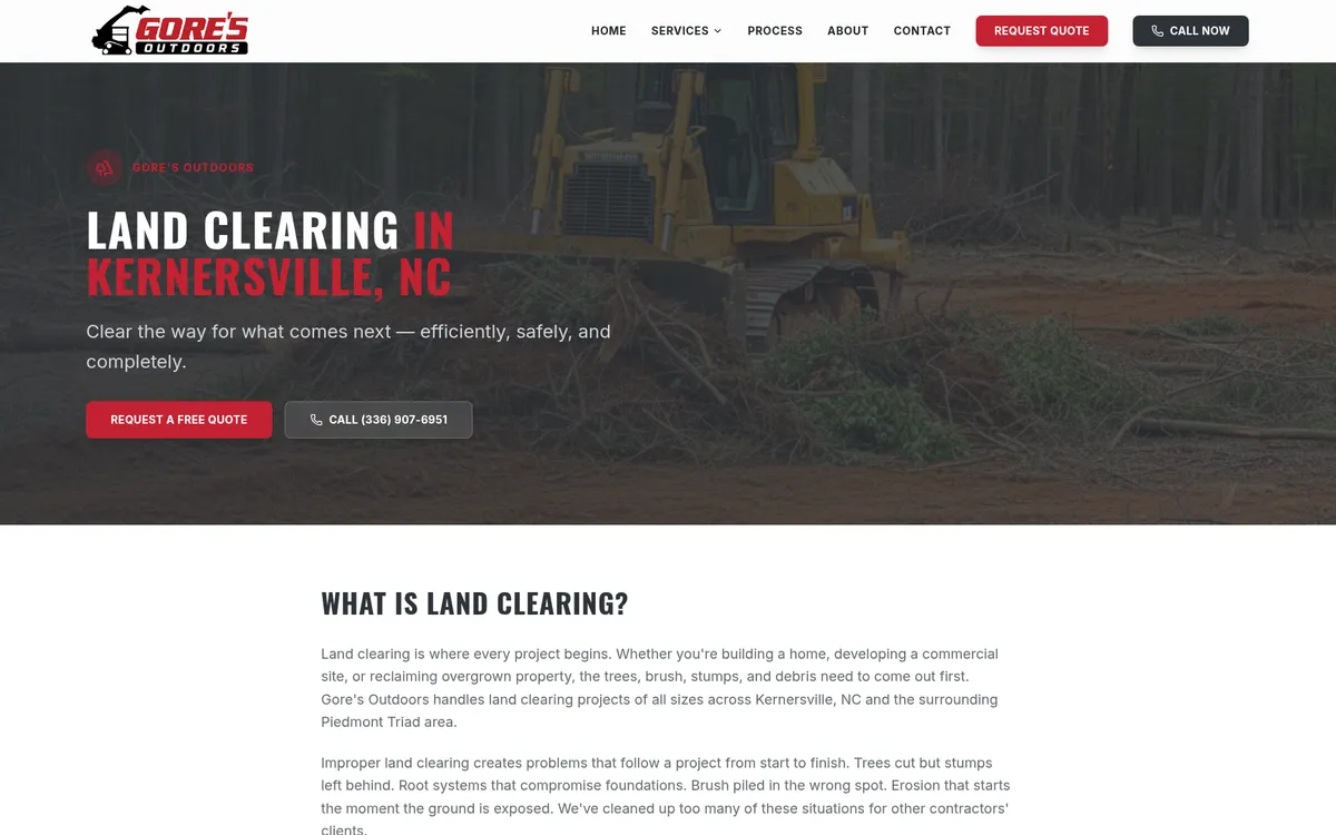 Gore's Outdoors website screenshot 1