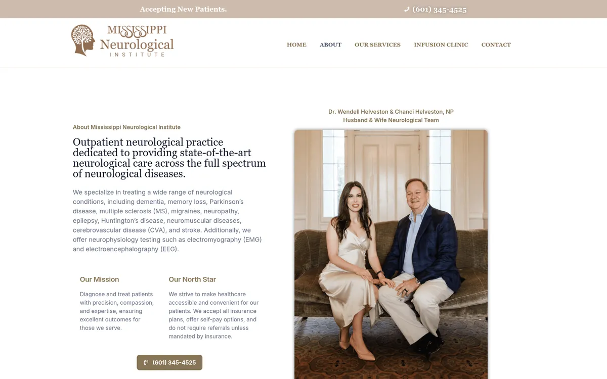 Mississippi Neurological Institute website screenshot 2