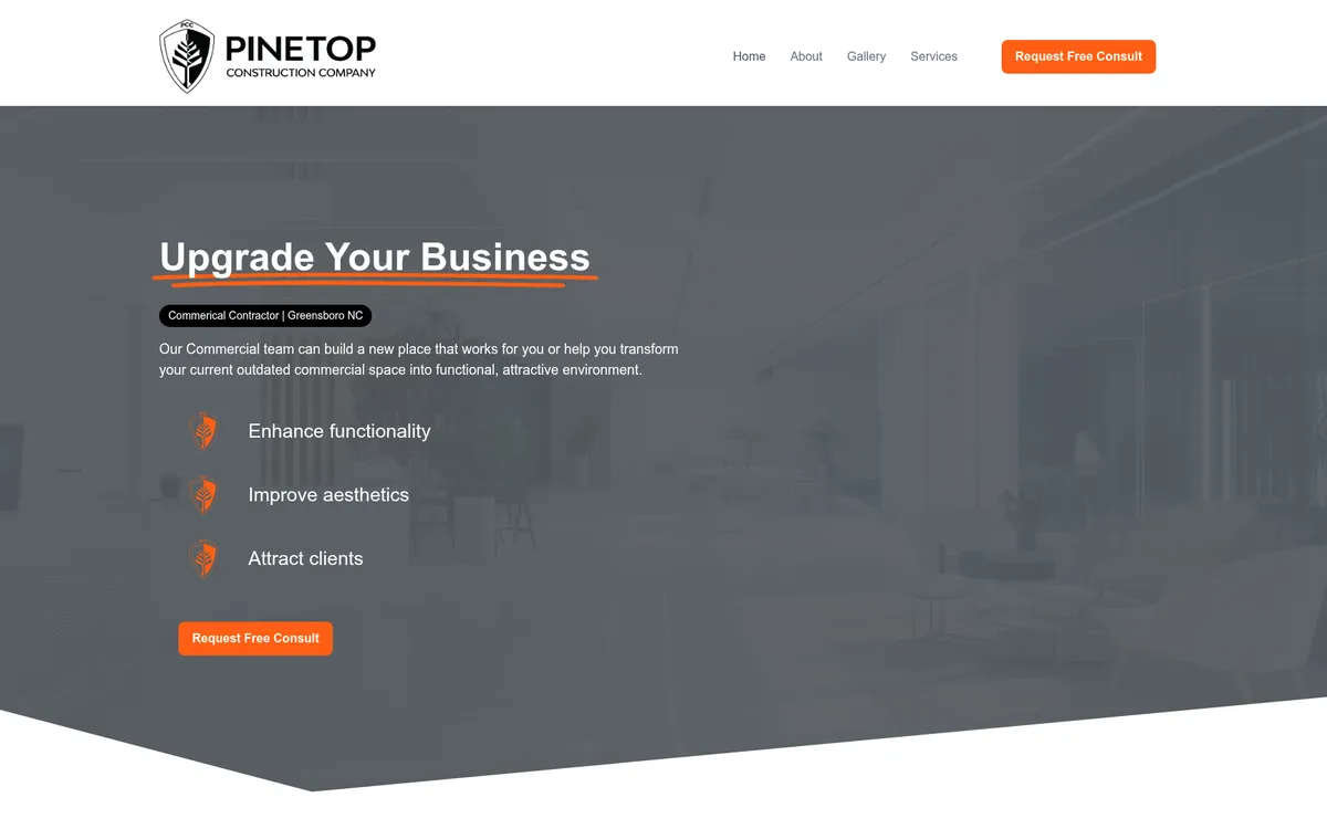 Pinetop Construction Company website